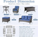 Wicker Patio Furniture Sets - 13 Piece Outdoor Rattan Furniture Conversation Sets with 4 Swivel Rocker Chairs, 2 Rattan Sofas, Wicker Ottomans and Coffee Table, Mixed Grey/Blue by GreenHaven Gardens