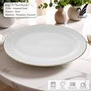 Lynns Paradise Imperial Gold 14-Inch Oval Platter, Set of 2, White; Heavy Duty; Chip Resistant; Lead and Cadmium Free; Freezer to Oven Safe up to 500°F by CozyNest Decor