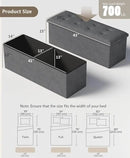 Storage Ottoman Bench, Folding Ottoman Foot Rest, 15 x 43 x 15 Inches, End of Bed Bench, Storage Chest, for Living Room, Bedroom, Hallway, Entryway, Holds up to 700 lb,Dark Gray by CozyNest Decor