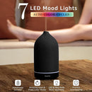200ML Ceramic Essential Oil Diffuser - Ultrasonic Aromatherapy & Humidifier with 7-Color LED Lights, Auto Shut-Off, Black, 1H/3H/6H Timer | Scent for Home, Office, Yoga by TinyTreasures Baby Boutique