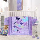 Wowelife Butterfly Mini Crib Bedding Set, 3 Piece Baby Bedding Set Butterfly, Mini Crib Nursery Bed Set, Breathable and Soft with Sheet Sets for Baby Girl, Purple by TinyTreasures Baby Boutique