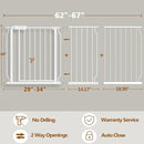 Fairy Baby Extra Wide Baby Gate for Dogs Pressure Monuted Safety Gate for Living Room, Fits 62 Inch to 67 Inch with Pressure Mounted Extention Kit, White by TinyTreasures Baby Boutique