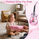 M SANMERSEN Kids Guitar for Girl Music Toy Electric Pink Guitars with Strap for Kid Toddler Musical Instrument Toys for 3 4 5 Year Old Girls Gifts by TinyTreasures Baby Boutique