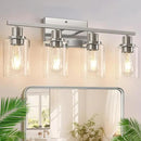 4-Light Bathroom Light Fixtures, Brushed Nickel Vanity Lights with Clear Glass Shades, Modern Bathroom Wall Lamp for Mirror Living Room Cabinet Bedroom Porch by CozyNest Decor