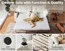 CHIC HOUSE Pull Out Sofa Bed, Full Size Sleeper Sofa, 2-in-1 Convertible Chenille Couch with USB Charging, Memory Form Corduroy Couch for Living Room, Apartment & Small Space (Beige, Chenille - Queen) by CozyNest Decor