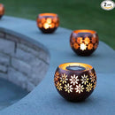 5.4” 2-Pack Decorative Metal Solar Patio Light with Flickering Flame, Waterproof Dusk-to-Dawn Garden Lantern, Bronze/Copper by GreenHaven Gardens