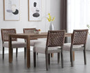 Kmax Farmhouse Dining Chairs Set of 6, Rustic Kitchen Chairs with Linen Fabric Seat and Woven Back, Vintage Accent Chairs for Dining Room, Living Room, Beige by CozyNest Decor