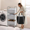 STORAGE MANIAC 120 Liters Vertical Rolling Laundry Hamper, 3 Section Laundry Sorter with Wheels and 2 Breaks, 3-tier Laundry Baskets for Small Space, Dorm, Laundry Room, Closet, Bathroom, Gray 3-tier by CozyNest Decor