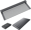 Kraus Roll Up Dish Drying Rack with Self-Draining Silicone Dish Drying Mat and Silicone Soap Dish Holder in Dark Grey, KDM-KRM-10DG by CozyNest Decor