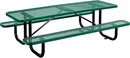 Global Industrial 8’L Rectangular Picnic Table, Expanded Metal, Green Thermoplastic Coating, Attached Benches, 1-1/2” Umbrella Pole Hole, Outdoor-Rated, 1000 lb Capacity, 96” x 30” Tabletop by GreenHaven Gardens