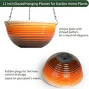 12 inch Hanging Planters for Indoor Outdoor Plants, 2 Pack Large Hanging Flower Pots with Drainage Holes and Chain, Glazed Hanging Baskets for Home Garden Decoration, Orange by GreenHaven Gardens