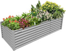 1 Pack 8x3x2FT Galvanized Raised Garden Bed Kit Retangular Metal Ground Planter Box Outdoor Bottomless Planter Raised Beds for Vegetables Flowers Herbs Fruits, Gray by CozyNest Decor