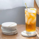 Cork & Mill Marble Coasters Set of 6 - Luxury Aesthetic Modern Decor for Coffee Table- White Marble with Gold Brass Inlay - Real Natural Semi Absorbent Stone Coasters by CozyNest Decor