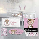 Custom Nursery Crib Bedding Set: Personalized Name 4 Piece Pink Leopard Elephant Design Baby Crib Sets for Girls - Toddler Double Layer Blanket Set, Comfortable Crib Bed Sheets for Baby Toddlers by TinyTreasures Baby Boutique