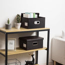 PRANDOM Collapsible Storage Box with Lid [1-Pack] Leather Fabric Foldable Storage Bin Organizer Container Basket Cube with Cover for Home Bedroom Closet Office Nursery Black (13.6x9.6x6.9) by TinyTreasures Baby Boutique