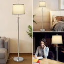 Floor Lamp for Living Room,Adjustable Height Standing Lamp,Dimmable Modern Floor Lamps for Bedroom Office Tall Floor Lights with Pull Chain Bulb Included-Silver Gray Shade by CozyNest Decor