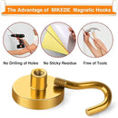MIKEDE Magnetic Hooks Heavy Duty, 40 Lbs Magnet with Hooks for Cruise Cabins, Strong Magnets Neodymium for Hanging, Magnetic Wall Hooks for Refrigerator, Locker, Workplace(Yellow, 10 Pack) by CozyNest Decor
