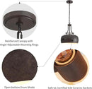 WUZUPS Chandelier Rustic Farmhouse Industrial Round Ceiling Pendant LED Light Fixture with Open Bottom Drum Shade, H 15.7" x W 13.4", Distressed Rust by CozyNest Decor