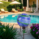 10" Diameter Gazing Ball with 8.5" Hummingbird Metal Stand Outdoor Garden Decor,Glass Globe Sphere Yard Art Decorations Outdoor,Glass Gazing Balls for Garden,Home,Lawn,Patio,Porch(Blue) by CozyNest Decor