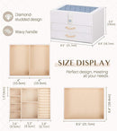 White Jewelry Box Organizer: Home Decor for Women - 2-Drawer Holder for Valentine’s Day Birthday Christmas White Grey-Blue by TinyTreasures Baby Boutique