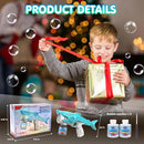 Automatic Bubble Machine Gun for Kids with 2 Bottles 5 Bags of Refill Solution Lights ElectricShark Bubble Gun Toys Outdoor Toys Gifts Wedding Easter Party Favor by TinyTreasures Baby Boutique