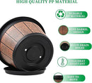 Quarut 4 Pack 12 inch Plant Pots,Whiskey Barrel Planters with Drainage Holes & Saucer,Plastic Decoration Flower Pots Retro Design,Planters for Outdoor Indoor Garden Home Plants (Brown) by GreenHaven Gardens