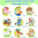 Farm Crinkle Books for Babies with 10 Finger Puppets Set, Touch and Feel Cloth Soft Farm Animal Tail Book with BiBi & Teething Toy, Puppets for Kids Ages 4-8, Baby Shower Birthday Gifts by TinyTreasures Baby Boutique