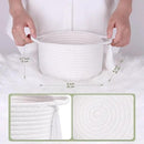 Empty Gift Basket Mini Woven Rope Organizer Baskets for Baby Shower, Vanity, Makeup, Bathroom, Tiny Toys, Desk - Small Decorative Storage Bins - Set of 2, Pre-Shaped, White by CozyNest Decor