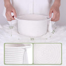 Small Gift Basket Empty to Fill – SweetMemo Cute Woven Organizer Baskets with cellophane wrap for Kids, Baby Shower, Office, Bathroom, Bedside – Little Decor Cotton Rope Bin with Handles - White by TinyTreasures Baby Boutique