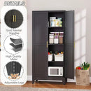 Metal Pantry Cabinet with 2 Doors and Adjustable Shelves, 61"Kitchen Storage Cabinet with Gold Handles, Versatile Storage for Laundry, Living, Bathroom, Dining, Utility Room - Black by CozyNest Decor