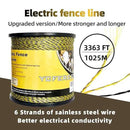 Upgraded Electric Fence Polywire 3366 Feet 1026 Meters, 6 Stainless Steel Strands for Reliable Conductivity and Rust Resistance, Portable Electric Fencing,UV, Rust Resistant by GreenHaven Gardens