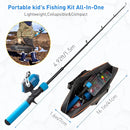Kids Fishing Pole Kit, 59'' Telescopic Rod and Reel Beginner Combo with Spincast Reel,Tackle Box, Carrier Bag,Fishing Gear for Boys,Girls, Toddler,Youth by TinyTreasures Baby Boutique