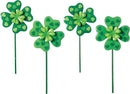 Collections Etc Set of 4 Shamrock Spinner Outdoor Garden Stakes by GreenHaven Gardens