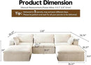 118" U Shaped Modern Sofa Modular Sectional Cloud Couch with 2 Ottoman,Upholstered Couches with Corduroy Fabric for Living Room Furniture,Bedroom and Apartment,No Assembly Required,White by CozyNest Decor