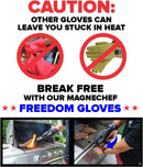 Freedom BBQ Gloves 932°F Heat Rated Magnetic EZ On Off Safety Clips Waterproof for Grills Smokers Fryers Ovens (14") by GreenHaven Gardens