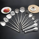 304 Stainlss Steel Kitchen Utensils Set, 12 Pcs Long Metal Cooking Utensil Gadgets Tools Set with Spatula, Ladle, Spoon, Ladle, Skimmer, Tunner, Pasta Server, Tongs(Silver, Dishwasher Safe) by CozyNest Decor