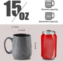 Hasense Ceramic Coffee Mugs Set of 6, Large Coffee Cups 12 oz, Latte Mug with Large Handle for Coffee, Tea, Milk and Hot Cocoa, Easy Hold & Clean, Dishwasher & Microwave Safe, Grey by CozyNest Decor