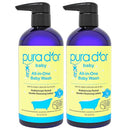 PURA D'OR All-in-One Baby Wash (16 Oz x2 = 32 Oz) USDA Biobased, Zero Sulfates, No Artificial Scents, Tear-Less, Hypoallergenic, Gentle, Calming 2-in-1 Baby Bath Wash & Shampoo by TinyTreasures Baby Boutique