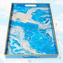 Spsyrine Serving Tray, Plastic Rectangular Coffee Table Tray with Handles, Marble Decorative Tray for Living Room, Ottoman, Bathroom Decor. 15.6” X 10.2" HSRE by CozyNest Decor