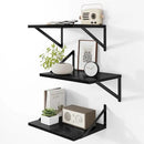 Heimlove Deep Floating Shelves for Wall, 12 Inch Deep Floating Shelves Set of 3, 16W x 12D Wood Wall Shelves, Wide Wood Shelves with Metal Bracket for Living Room, Kitchen, Office, Bedroom - Black by CozyNest Decor