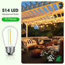 LED S14 Replacement Light Bulbs for Outdoor String Lights, 1W Shatterproof Edison Light Bulbs for Outside Patio Garden, E26 Standard Base, Dimmable, 2200K Warm White, 15 Pack by GreenHaven Gardens