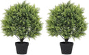 THE BLOOM TIMES 2ft Artificial Topiary Ball Trees Outdoor Set of 2, 24" Tall Faux Cedar Plants Outside UV Resistant Greenery Fake Evergreen Potted Bushes and Shrubs for Front Porch Patio Planter Decor by GreenHaven Gardens