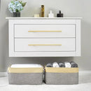 TheWarmHome Storage Basket for Organizing - 3 Pack 14x10x7 inch Large Collapsible Storage Bin for Shelves, Fabric Storage Cubes for Organizer ClosetCloth Gift Toy (Grey & Gold) by CozyNest Decor