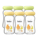 YOHKOH Breast Milk Storage Bottles - Wide Neck Glass Breastmilk Storage Bottles with Lids, BPA-Free (Multicolor1, 5.4oz (Pack of 6)) by TinyTreasures Baby Boutique