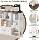 11 Cube Storage Organizer Bookshelf, Wooden Open Cube Shelf Bookcase, Farmhouse Display Book Shelf, 3 Tier Cube Bookshelves with Storage, Rustic White by CozyNest Decor