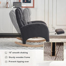 Rocking Chair Nursery, Modern Glider Chair with Adjustable Footrest and Solid Wood Legs, High Backrest Nursery Chair with Side Pocket, Rocker Armchair for Living Room Bedroom, Cotton Linen Dark Gray by TinyTreasures Baby Boutique