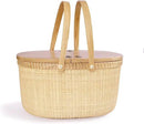 Nantucket Basket Crafts Cane-on-Cane Weave Picnic Basket Shopping Basket Basket Storage Basket Two Swing Handles (Ash Activity Double Open) by GreenHaven Gardens