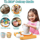 Kids Pottery Wheel Kit - Mini Pottery DIY Kit & Tools for Beginners with Clay and Sculpting Tools, Complete Painting Kit Supplies Arts and Crafts Toys Gifts for Kids 4-6 6-8 8-12 Year Old Boys Girls by TinyTreasures Baby Boutique