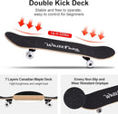 WhiteFang Skateboards for Beginners, Complete Skateboard 31 x 7.88, 7 Layer Canadian Maple Double Kick Concave Standard and Tricks Skateboards for Kids and Beginners by TinyTreasures Baby Boutique