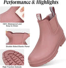 HISEA Women's Short Rain Boots Waterproof Garden Shoes Rubber Chelsea Boots Anti-Slipping Rainboots for Ladies with Comfort Insole Lightweight Stylish Ankle Rain Shoes Outdoor Work Booties by GreenHaven Gardens